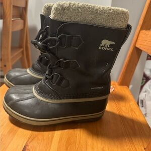 Sorel Kids Black and Tan Snow Boots